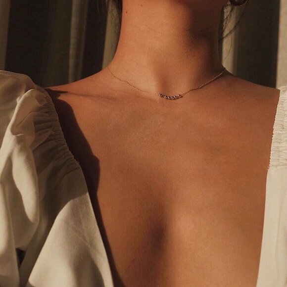 Mini Pearls Choker Bar Star Shell Turquoise Pendant Delicate Handmade 14k Gold F - Picture 2 of 6